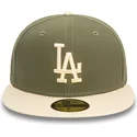 new-era-flat-brim-59fifty-side-patch-los-angeles-dodgers-mlb-green-and-beige-fitted-cap