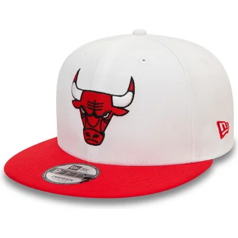 Gorra plana blanca y roja snapback 9FIFTY White Crown Patch de Chicago Bulls NBA de New Era