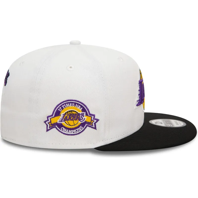 shapka-ploska-cherna-snapbek-9fifty-white-crown-patch-na-los-angeles-lakers-nba-ot-new-era