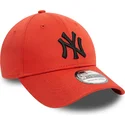 new-era-mlb-new-york-yankees-39thirty-league-essential-orange-gebogener-fit-cap-mit-schwarzem-logo