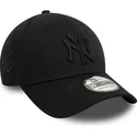 new-era-new-york-yankees-mlb-39thirty-monochrome-schwarze-gebogene-kappe-mit-schwarzem-logo