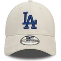 beige-gebogener-kappe-mit-blauem-logo-39thirty-faux-suede-von-los-angeles-dodgers-mlb-von-new-era
