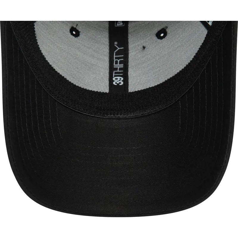 new-era-new-york-yankees-mlb-39thirty-stretch-nylon-schwarze-angepasste-kappe-mit-schwarzem-logo