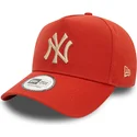 casquette-courbee-orange-snapback-avec-logo-beige-9forty-e-frame-league-essential-new-york-yankees-mlb-new-era