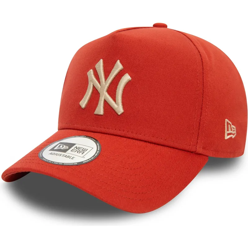 new-era-new-york-yankees-mlb-9forty-e-frame-league-essential-snapback-kappe-mit-gebogenem-schirm-in-orange-und-beigem-logo