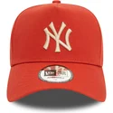 new-era-curved-brim-9forty-e-frame-league-essential-new-york-yankees-mlb-orange-snapback-cap-with-beige-logo