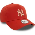 casquette-courbee-orange-snapback-avec-logo-beige-9forty-e-frame-league-essential-new-york-yankees-mlb-new-era