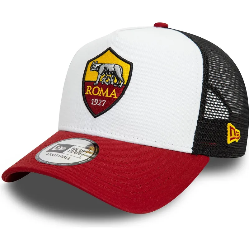 hvid-sort-og-rod-9forty-e-frame-core-trucker-kasket-fra-associazione-sportiva-roma-serie-a-fra-new-era