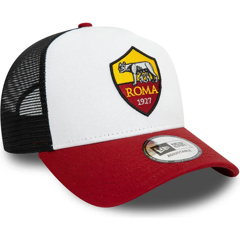 weisse-schwarze-und-rote-9forty-e-frame-core-trucker-cap-associazione-sportiva-roma-serie-a-von-new-era