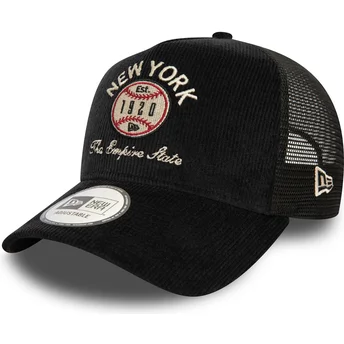 New Era 9FORTY A Frame Cord Graphic States and Countries New York Black Trucker Hat