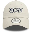 casquette-courbee-beige-ajustable-9twenty-scribble-ac-milan-serie-a-new-era