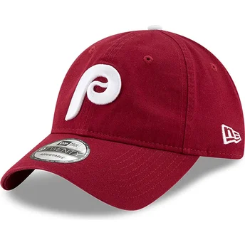 Шапка извита червена регулируем 9TWENTY Core Classic на Philadelphia Phillies MLB от New Era