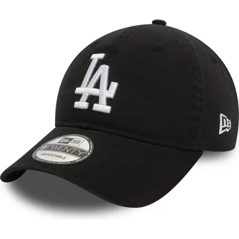 Los Angeles Dodgers MLB New Era 9TWENTY gewaschene verstellbare schwarze Kappe mit gebogenem Schirm