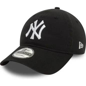Verstellbare schwarze 9TWENTY Washed Kappe mit gebogenem Schirm der New York Yankees MLB von New Era