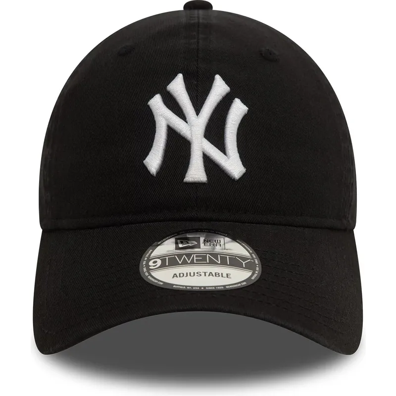 shapka-izvita-cherna-reguliruem-9twenty-washed-na-new-york-yankees-mlb-ot-new-era