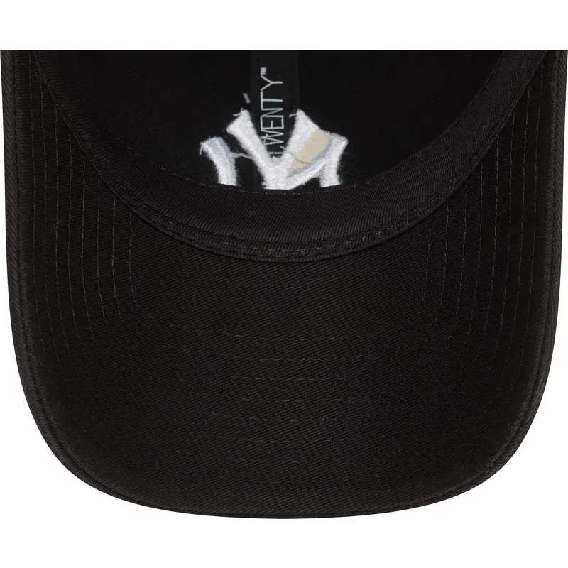 schwarze-verstellbare-gebogene-kappe-9twenty-washed-der-new-york-yankees-mlb-von-new-era