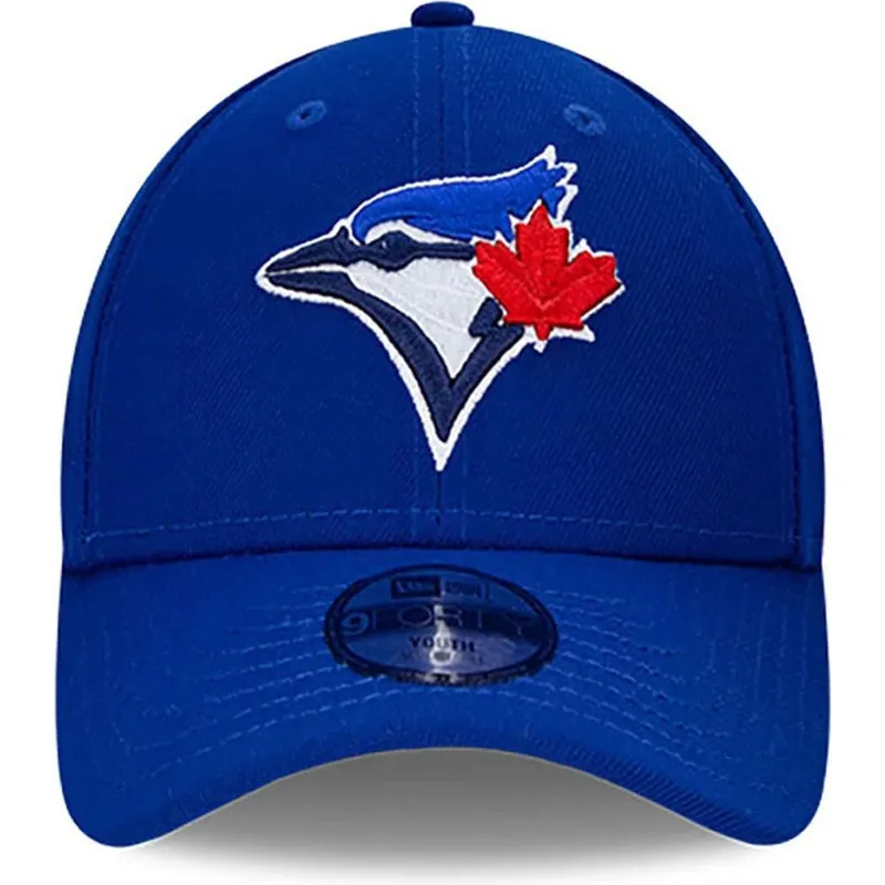blaue-gebogene-verstellbare-kappe-fur-kinder-9forty-the-league-der-toronto-blue-jays-mlb-von-new-era