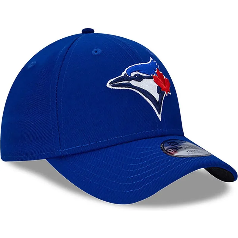 blaue-gebogene-verstellbare-kappe-fur-kinder-9forty-the-league-der-toronto-blue-jays-mlb-von-new-era
