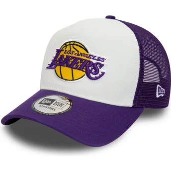 Casquette trucker blanche et violette A Frame Team Colour Los Angeles Lakers NBA New Era