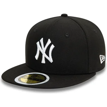 Sort fitted flat cap til dreng 59FIFTY fra New York Yankees MLB fra New Era