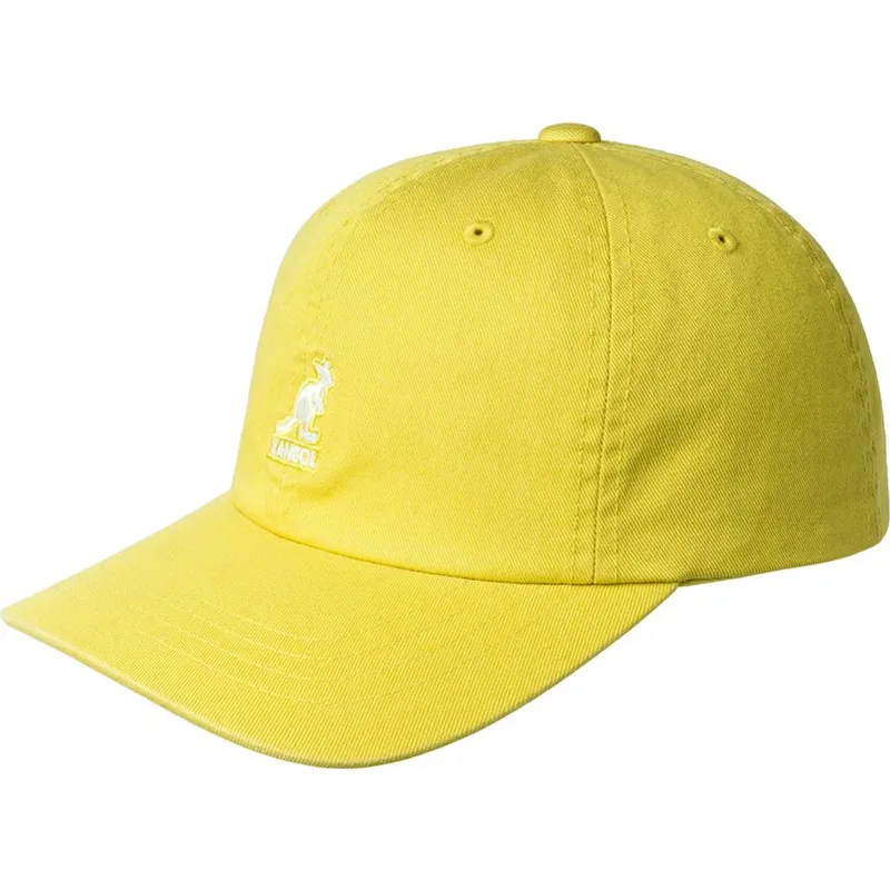 gelbe-verstellbare-curved-cap-washed-baseball-lemon-sorbet-von-kangol