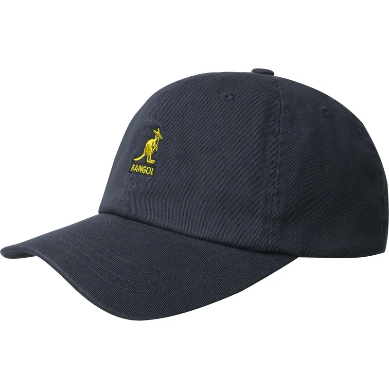 kangol-justerbar-vasket-marinebla-baseball-kasket-med-buet-skygge