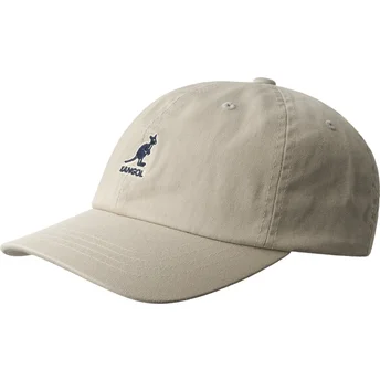 Kangol извита периферия измита бейзболна каки бежова регулируема шапка