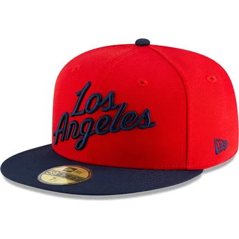 Rød og marineblå fitted 59FIFTY Statement flad kasket fra Los Angeles Clippers NBA af New Era