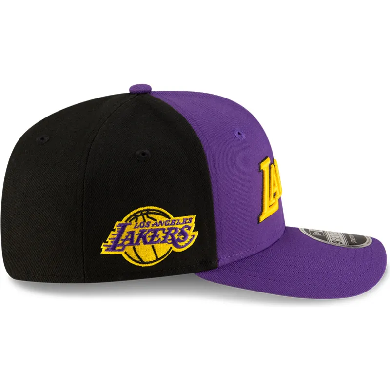 violette-und-schwarze-gebogene-kappe-snapback-9seventy-statement-stretch-snap-der-los-angeles-lakers-nba-von-new-era