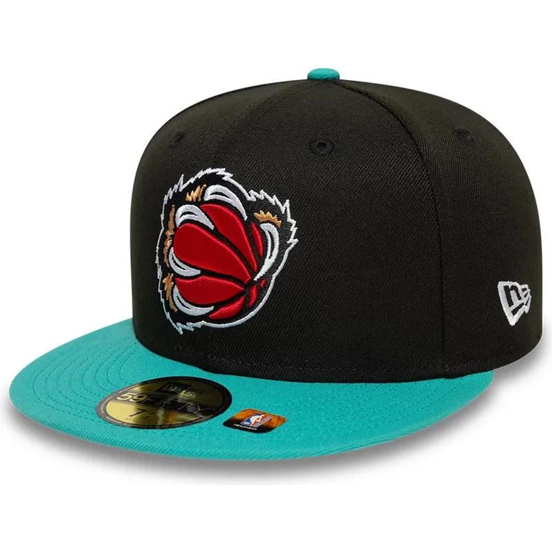 schwarze-und-grune-anliegende-flat-cap-59fifty-classic-der-memphis-grizzlies-nba-von-new-era