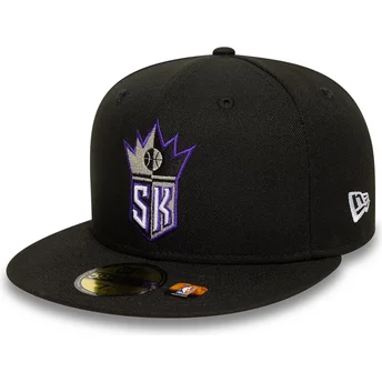 Шапка плоска черна регулируема 59FIFTY Classic на Sacramento Kings NBA от New Era