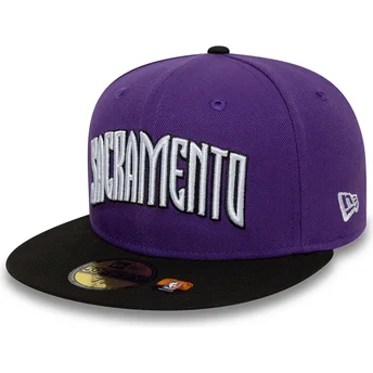 59FIFTY Classic lilla og sort justerbar fladskygget kasket fra Sacramento Kings NBA af New Era