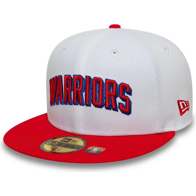 hvid-og-rod-fitted-59fifty-classic-flad-kasket-fra-golden-state-warriors-nba-af-new-era