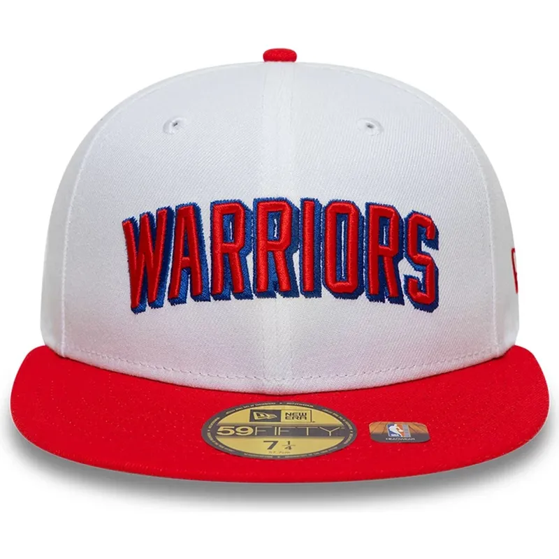 hvid-og-rod-fitted-59fifty-classic-flad-kasket-fra-golden-state-warriors-nba-af-new-era