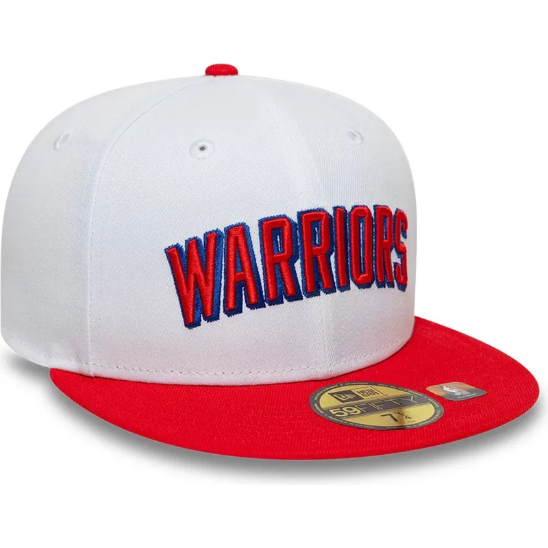 hvid-og-rod-fitted-59fifty-classic-flad-kasket-fra-golden-state-warriors-nba-af-new-era