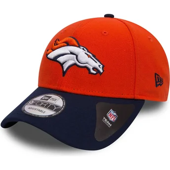 Оранжева и тъмносиня извита регулируема шапка 9FORTY The League на Denver Broncos NFL от New Era
