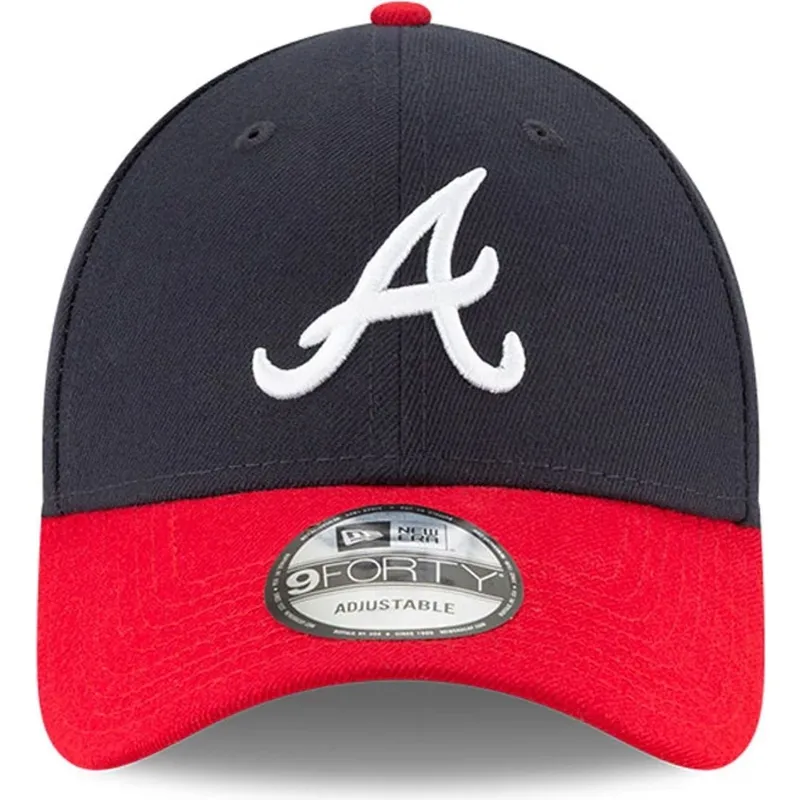 marineblaue-und-rote-verstellbare-curved-cap-9forty-the-league-atlanta-braves-mlb-von-new-era