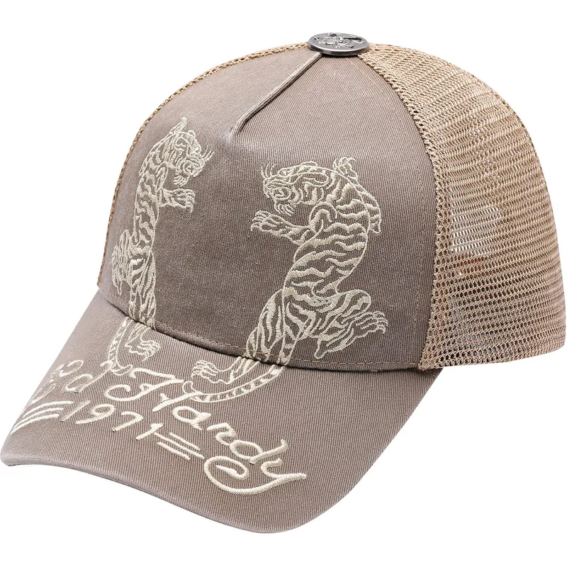 shapka-izvita-traker-bezhov-snapbek-desert-tiger-ot-ed-hardy