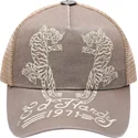 shapka-izvita-traker-bezhov-snapbek-desert-tiger-ot-ed-hardy
