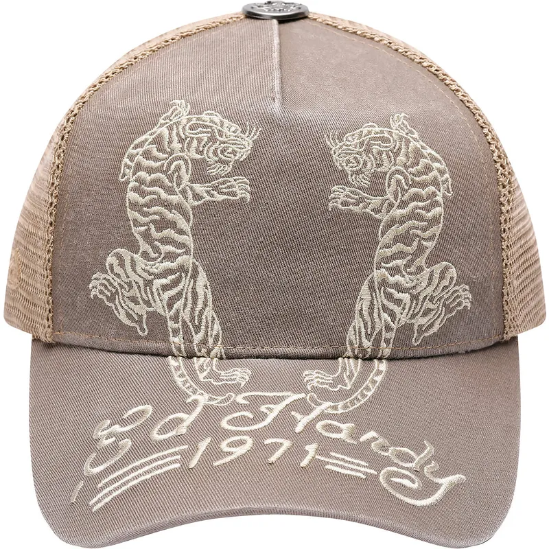 shapka-izvita-traker-bezhov-snapbek-desert-tiger-ot-ed-hardy