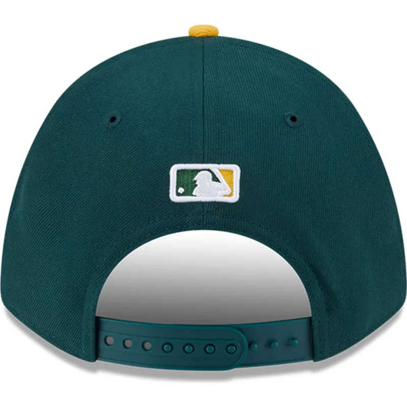 shapka-izvita-zelena-snapbek-9forty-m-crown-player-replica-na-oakland-athletics-mlb-ot-new-era