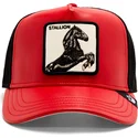 goorin-bros-rod-og-sort-trucker-kasket-med-hestelaeder-stallion-the-farm