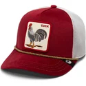 trucker-kasket-rod-og-hvid-hane-cock-garnet-rooster-the-farm-jewel-tones-fra-goorin-bros