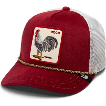 Goorin Bros. rød og hvid trucker kasket med hane Cock Garnet Rooster The Farm Jewel Tones.