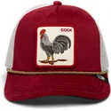 trucker-kasket-rod-og-hvid-hane-cock-garnet-rooster-the-farm-jewel-tones-fra-goorin-bros