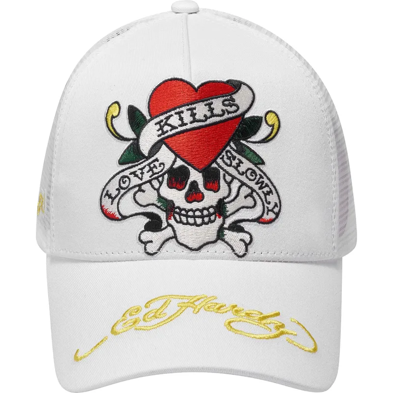 hvid-trucker-kasket-love-kills-slowly-fra-ed-hardy