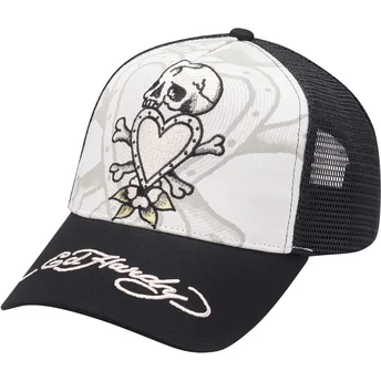 Casquette trucker noire et blanche Death Before Ed Hardy