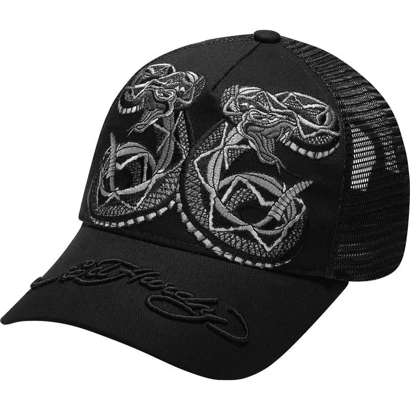 shapka-izvita-traker-cherna-snapbek-duo-black-snake-ot-ed-hardy