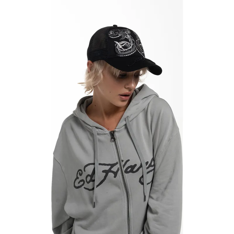 shapka-izvita-traker-cherna-snapbek-duo-black-snake-ot-ed-hardy