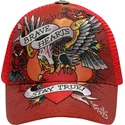 shapka-izvita-traker-chervena-snapbek-brave-hearts-ot-ed-hardy